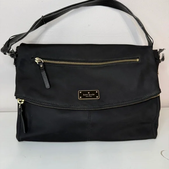 Kate Spade Blake Avenue Lyndon Crossbody Shoulder‎ Bag Purse Black Nylon Logo