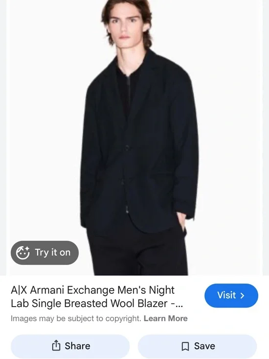 A|X Armani Exchange Men’s Black Single-Breasted Blazer