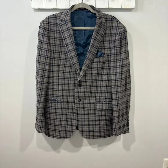 Saks Fifth Ave Reda 1865 Plaid Blazer 46R Wool Sport Coat