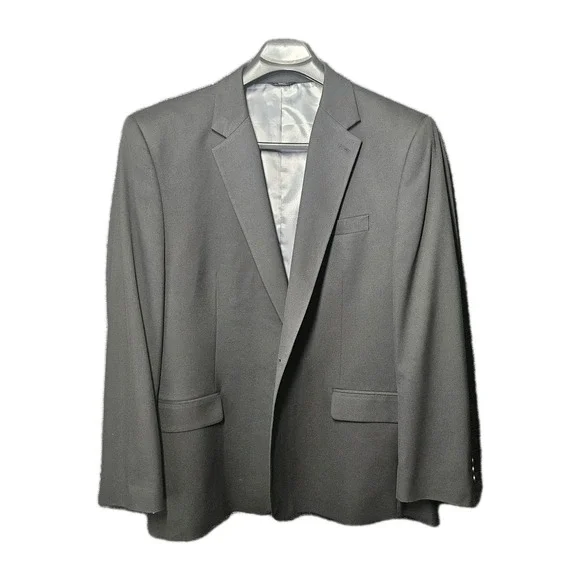 Haggar Blazer Jacket Mens 52R Black Solid Two Button Performance Tailored
