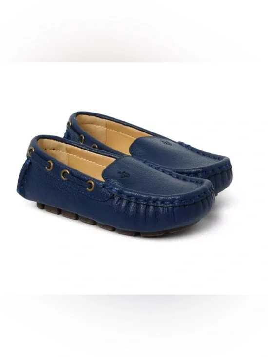 Janie and Jack Navy Blue Leather Moccasin Drivers Size 8