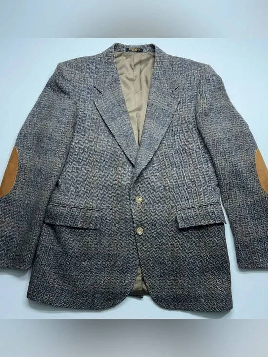 EVAN PICONE Wool Sport Coat Jacket Mens Size 42 Reg Brown Herringbone Blazer