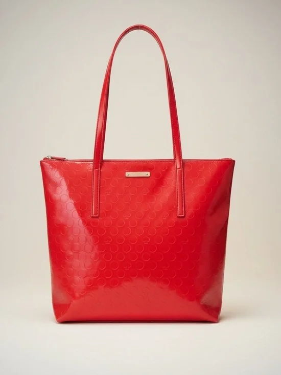 Kate Spade New York Red Patent Leather Polka Dot Tote Bag