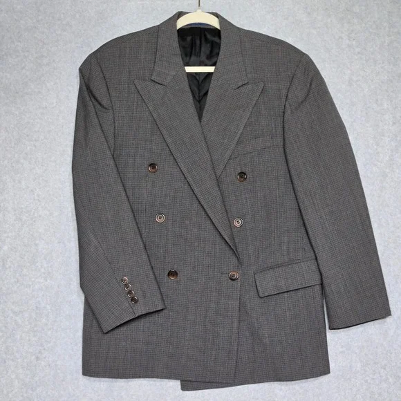 Chaps Ralph Lauren Vintage Double Breasted Blazer‎ Mens 33 Peak Lapel Pure Wool