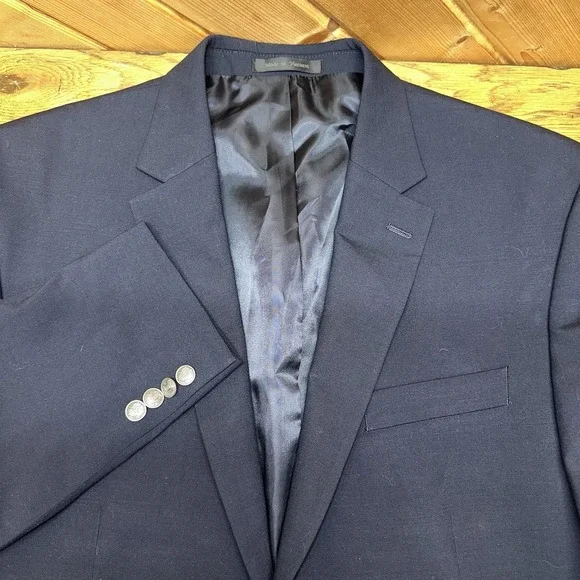 Michael‎ Kors Navy Blue Wool Suit Jacket Sports Coat Blazer 2 Button | Men's 44L