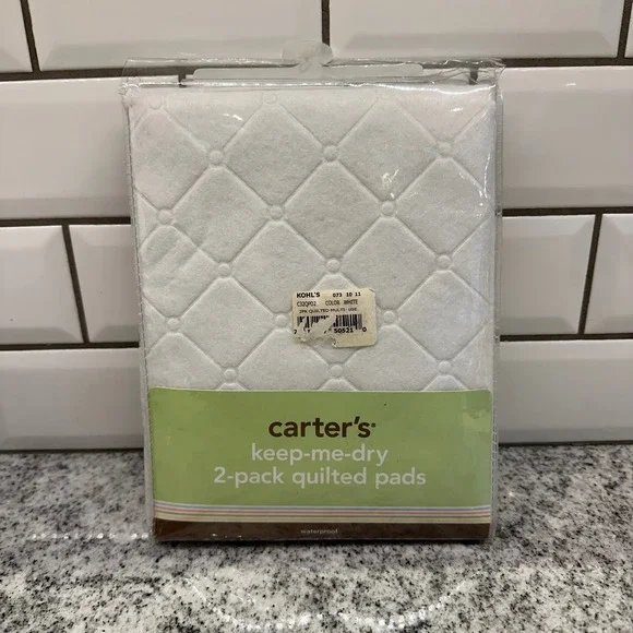 Carter's Kids Quilted Pads White 2-Pack Waterproof Keep-Me-Dry C32QP02 Nursery‎