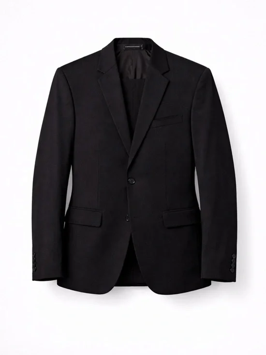 Club Monaco Black Wool Suit 40R/32 Slim Fit 2-Piece Classic