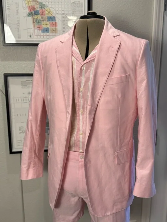 Brooks Brother Men's Short Suit Pink Oxford Cloth