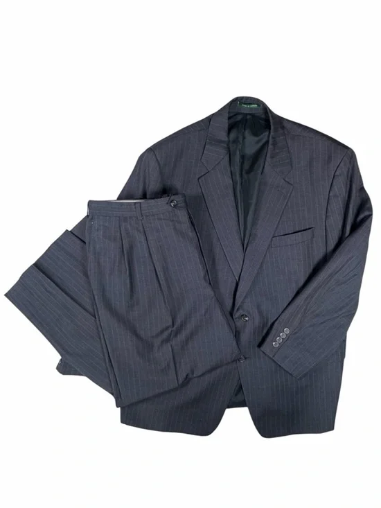 Lauren Ralph Lauren 100% Wool Pinstripe Suit Set Gray 40R Made Canada Vintage