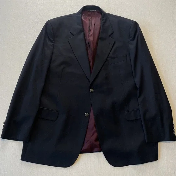 Paul Dione 48L Navy‎ Blue Silver Button Wynnwood Wool Blazer Sport Coat Jacket