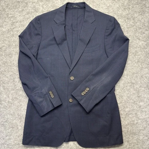 Suitsupply Sport Coat Mens 38 Navy Glen Check Wool Havana Unlined iTravel Blazer