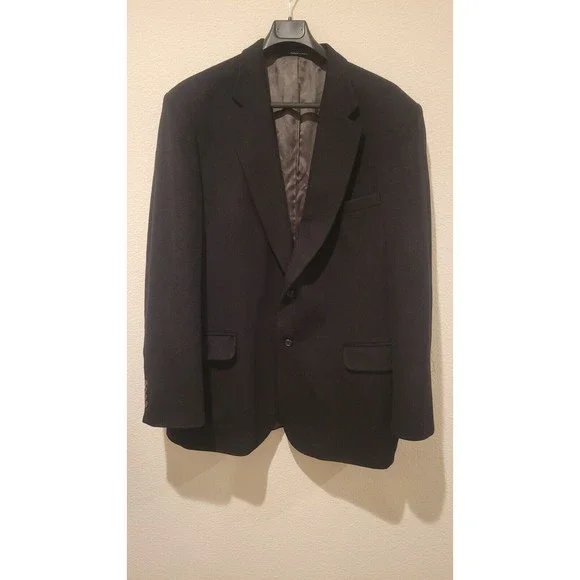 Club Room Men's 100% Camel Hair Sport Coat Jacket BLAZER Size 48 Long Black