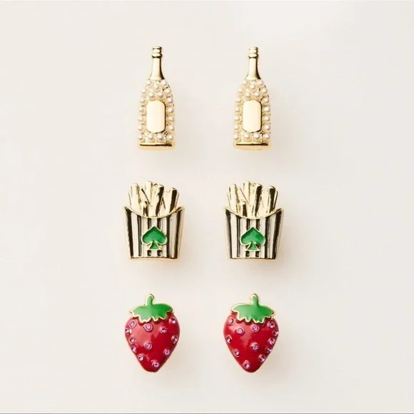 NWT Kate Spade Mixed Novelty Stud Earrings 3pk