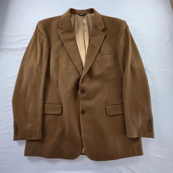 Haspel Blazer Sport‎ Coat B1002 100% Cashmere 2-Button 46L Camel Brown Luxury