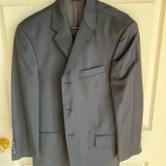 Vintage PIERRE CARDIN Mens Dark Gray Pinstripe Blazer Sport Coat Jacket 42S‎ 36W