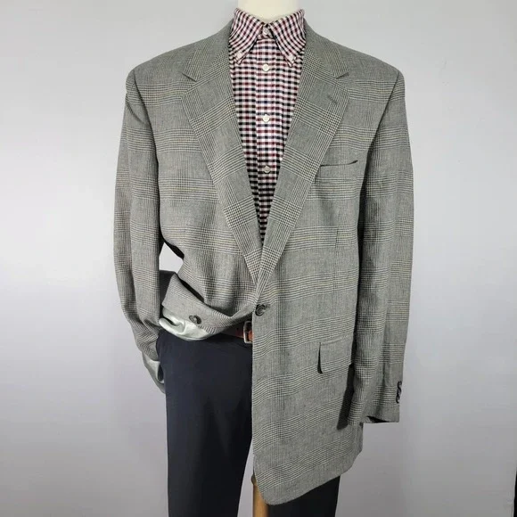 Brooks‎ Brothers Men's Sport Coat Blazer Two Button Multi-color Houndstooth 46L
