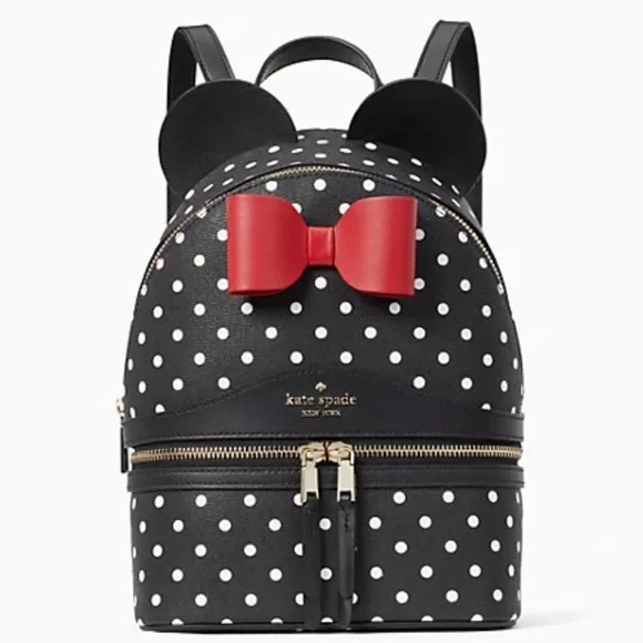 disney x kate spade new york minnie dome backpack polka dot black kate spade