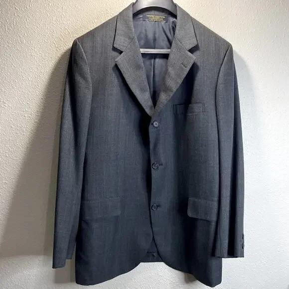 Brooks Brothers Men Gray Plaid Three Buttons Blazer Size 42