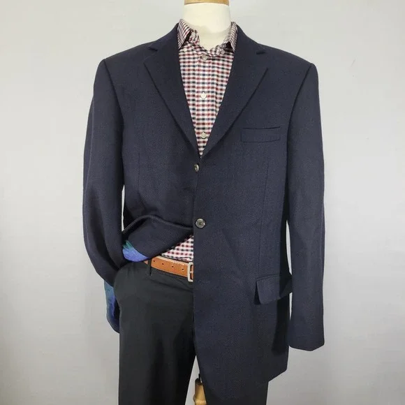 Arnold Brant Men's Sport Coat Blazer Three Button Herringbone Wool Lanificio 46R