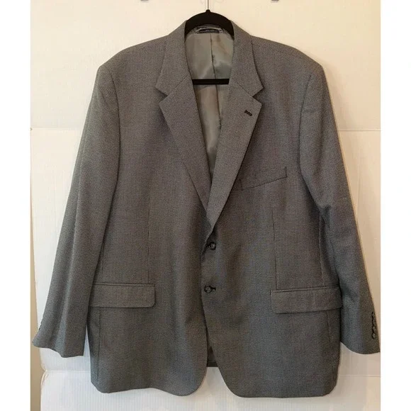 Bert Pulitzer Blazer Mens 48R Grey Micro Pattern 2 Button Sport Coat - Career