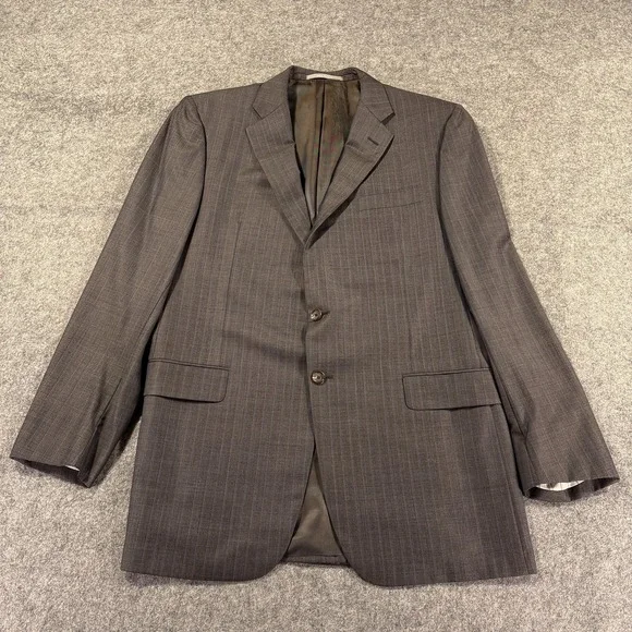Hickey Freeman Blazer Mens 42 L Gray Pinstripe Tasmanian Super 150‎ Loro Piana