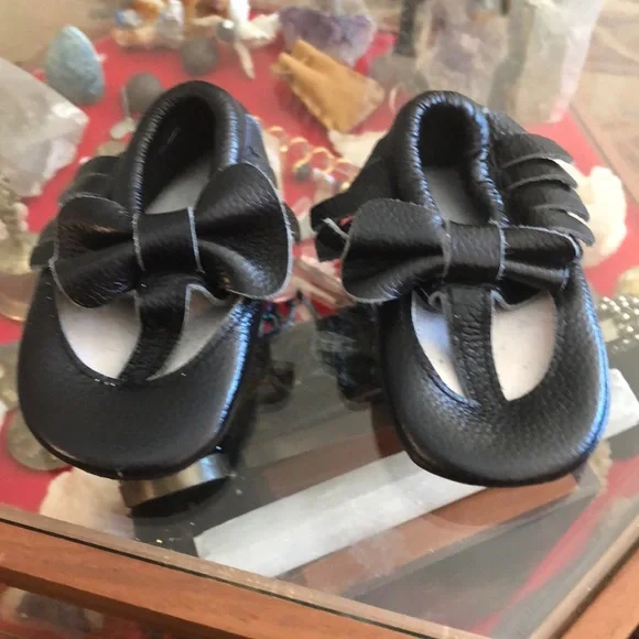Toddler size 5 black leather moccasins