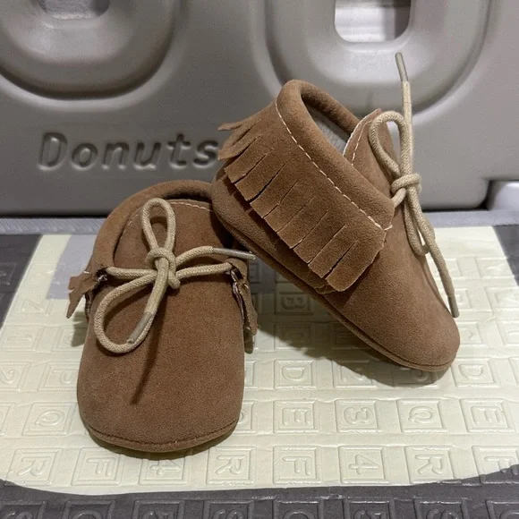 Brown Suede Kids Moccasins