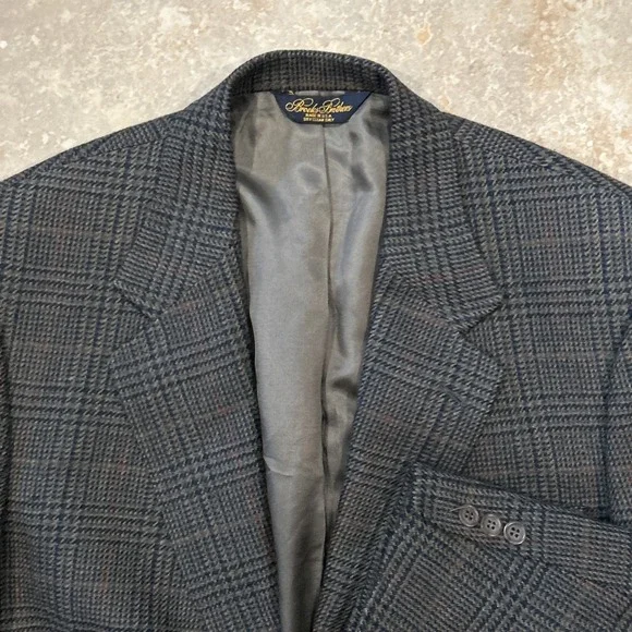 Brooks Brothers Blazer Mens 42R Brown Plaid 2 Button Wool Sports Coat Preppy USA