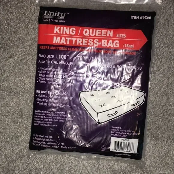 2.0!mil moving bag plastic mattress  box spring cover Queen or  king size
