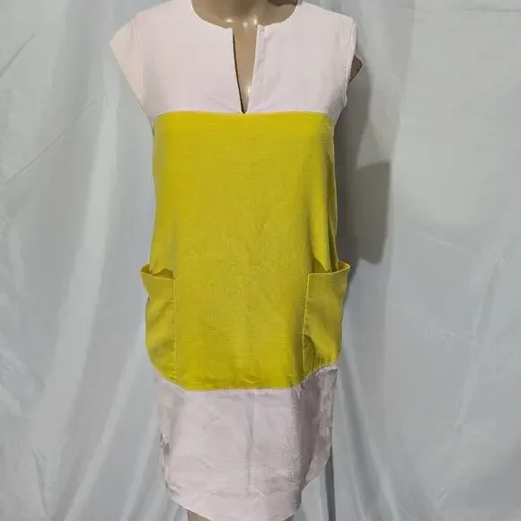 Kate Spade Yellow Pink Hana Colorblock Shift Dress Women's 0 Career Office Work