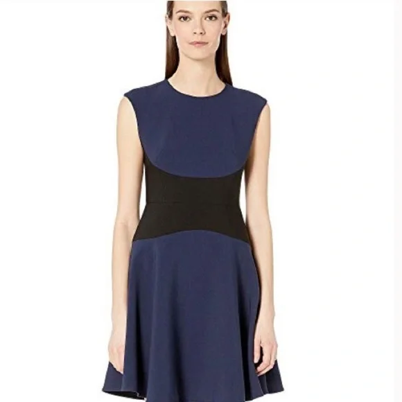 Kate Spade ♠️ Parisian Navy Black Color Block Crepe Dress
