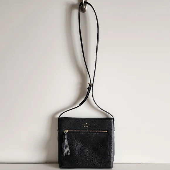 Kate Spade Black Pebble Leather Chester Street Dessi Crossbody Bag Purse