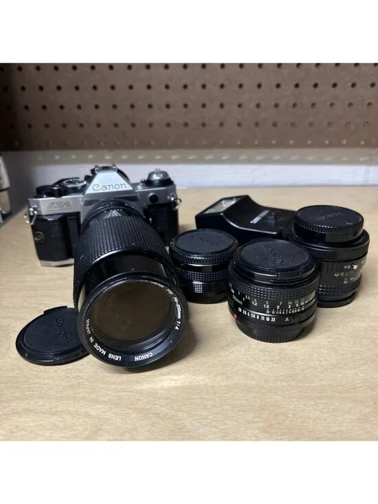 Canon AE-1 Program (35mm) Film Camera Untested Multiple Lenses 70-210