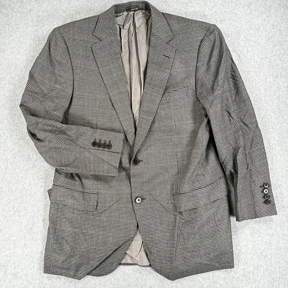 Ermenegildo Zegna Blazer Sport Coat Mens 52 Gray Check Wool Saks Two Button