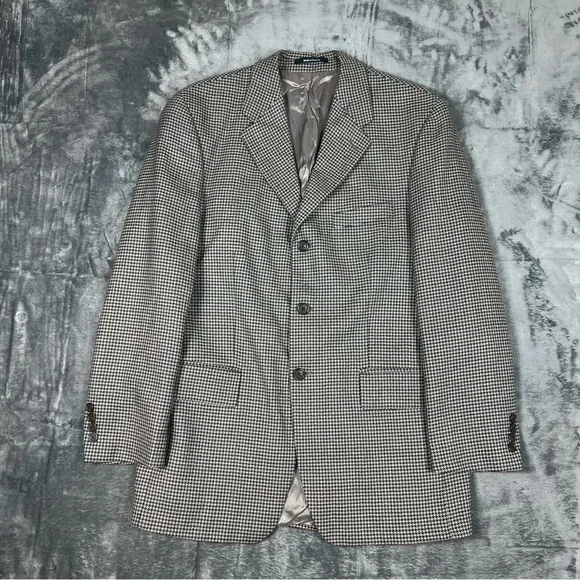 Chaps‎ Ralph Lauren Men's 39R Grey Black Houndstooth Sport Coat Blazer Jacket