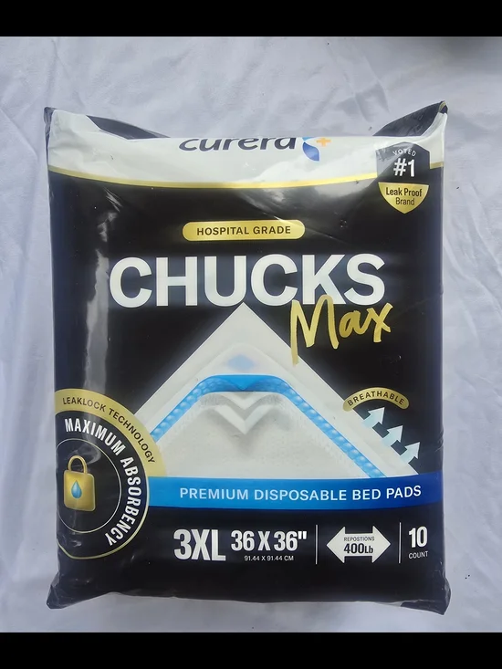 Chucks Max Premium Disposable Bed Pads 3XL - Black/White 400 Pounds