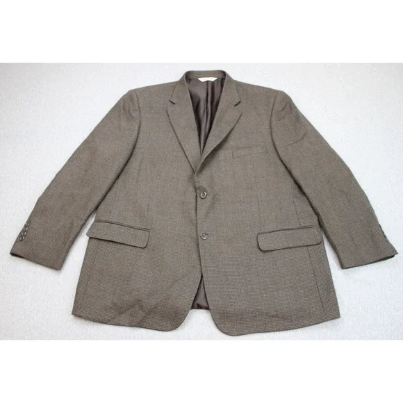 Pronto Uomo Blazer Mens 48R Houndstooth Lambs Wool 2 Button Single Breasted