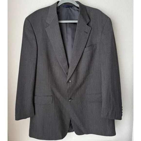 Burberry London 2-Piece Suit‎ 43L 36x40 Gray Pinstriped 100% Wool Made USA