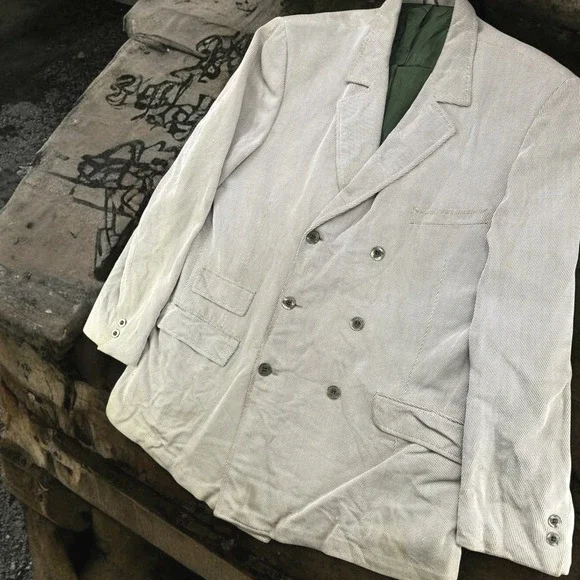 Vintage Corduroy Matiles Shop Jacket Men 41R Double Breasted Thrashed Grunge