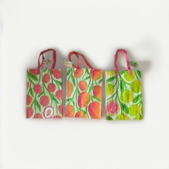 3 Pc Lot Foodland Hawaii Mango Guava Lychee Reusable Bags NWT Aloha Island Fruit