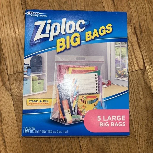 Ziploc Big Bags Large Size 3-Gallon Heavy Duty Zipper Storage 15