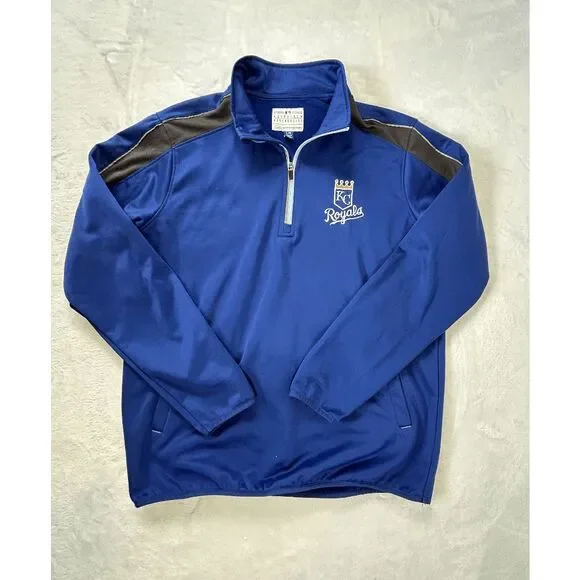 Kansa City Royals Blue 1/4 Zip Pullover w/ Pockets Genuine Merchandise Size L
