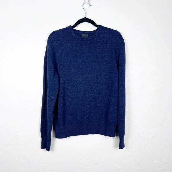 J Crew Men's Cotton Wool Blend Knit Sweater Blue Sz M
