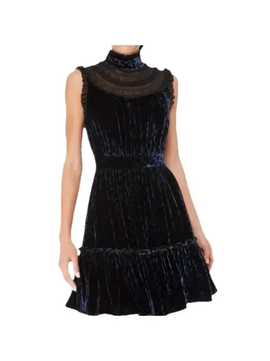 Kate Spade Velvet Silk Lace Cocktail Dress Black Sz 6 Luxury Party Holiday $400