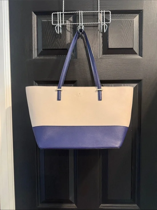 kate spade Cream and Blue Colorblock Leather Tote