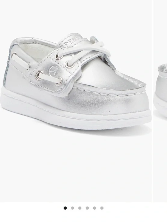 Sperry Kids Metallic Silver Moccasin Boat Shoe