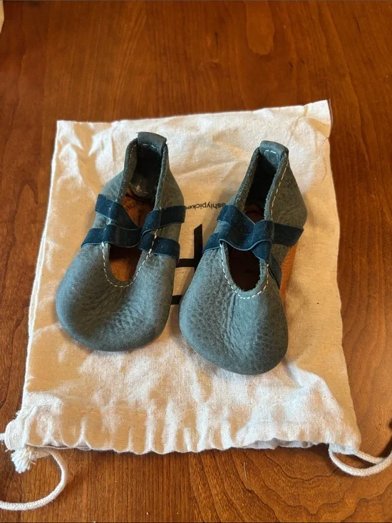 Freshly Picked Teal Leather Mary Jane Baby Shoes
