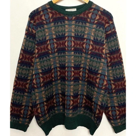 Vintage 1980s‎ Tricots St. Raphael For Bloomingdale's Wool Geometric Sweater