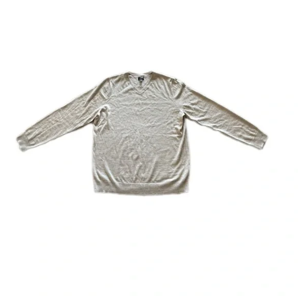 Apt 9 Merino Wool Blend Oatmeal Gray Long Sleeve V Neck Sweater Men’s XXL Tall