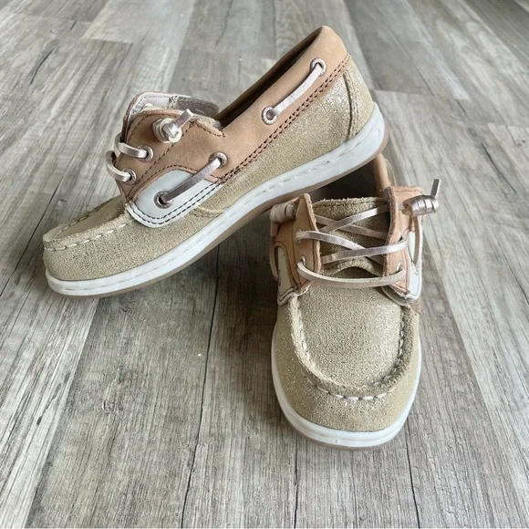 Stylish Tan and Cream Kids Boat Shoes